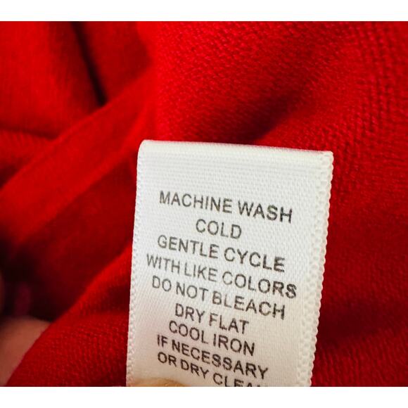 Cable & Gauge Women Red Rhinestone Quarter Zip V Neck Long Sleeve Sweater Large - Picture 7 of 10